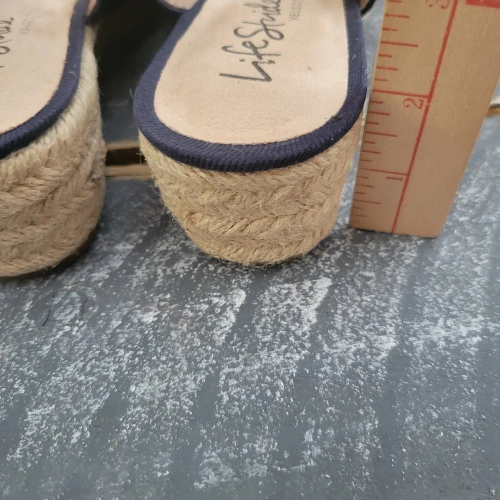 Life Stride‎ Keepsake Women's Espadrille Sandals 8.5W Navy Adjustable Heels New